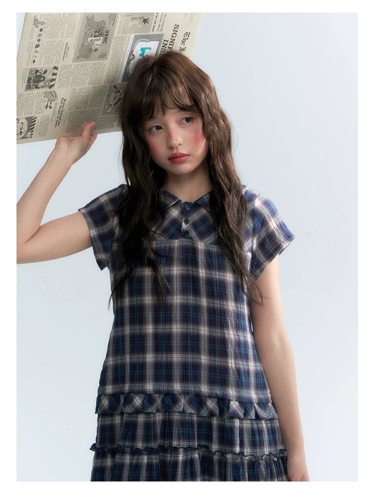 "Weekend Diary" Ruffle Tiered Polo Midi Dress
