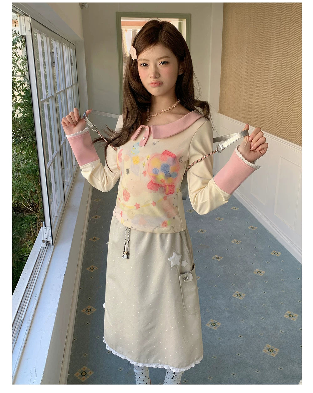 “Spring Palette Reverie” Apricot Cropped Knit Top