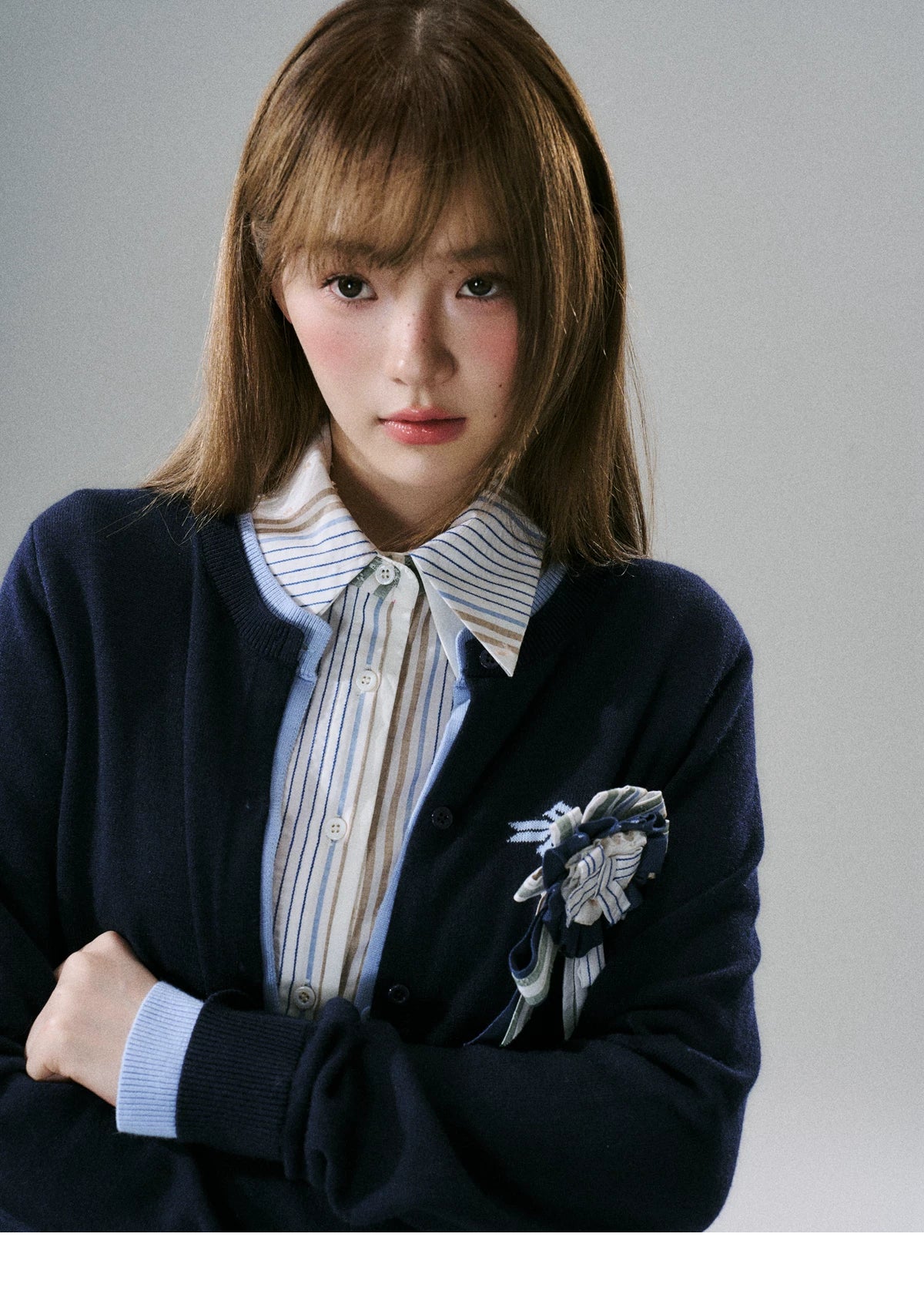 LOST FOREST - Blue Bow Layered Cardigan