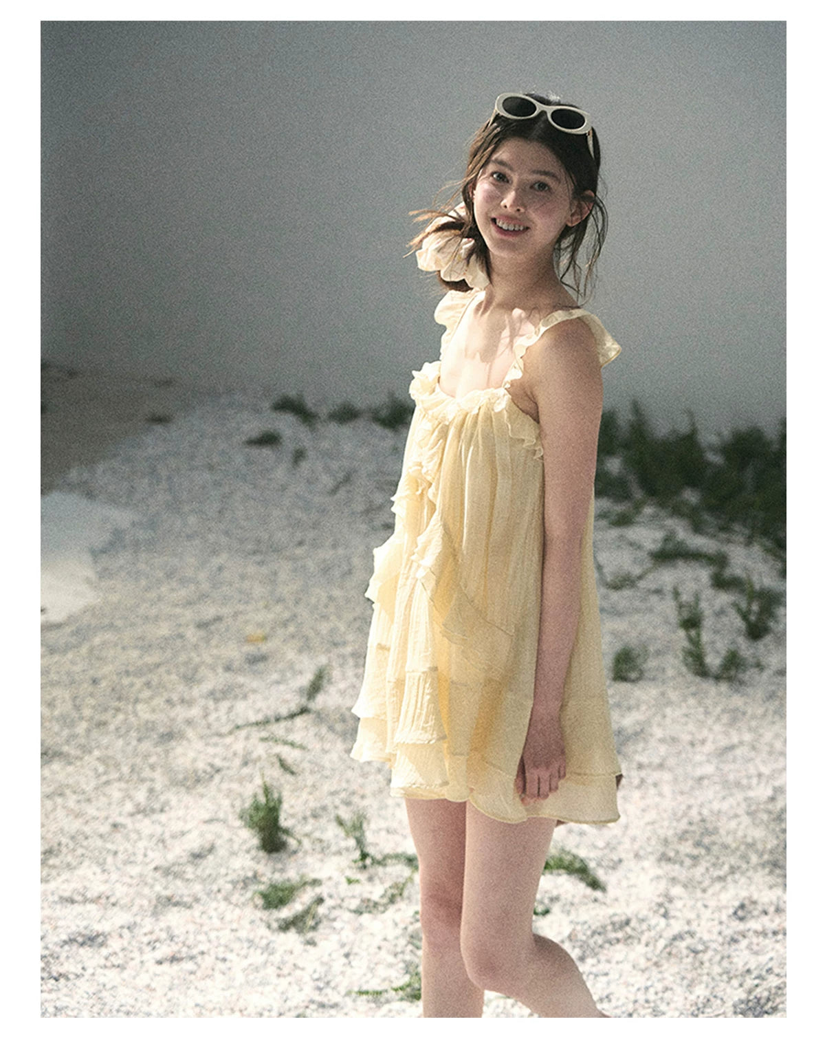 “Tenderly Entwined” Soft Butter Yellow Ruffle Babydoll Dress 4563543