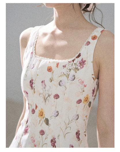 "Chamomile Summer" Dutch Cheese Floral Lace Pinafore Mini Dress 46345