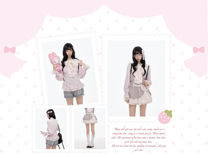 “Melody Mark!” Pink Shirt + Tiered Skirt + Bloomers Set