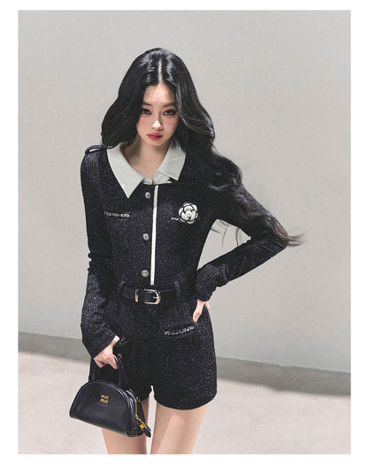 少也眼 “Echoes of Stillness” Tweed-Inspired Winter Jumpsuit 235232