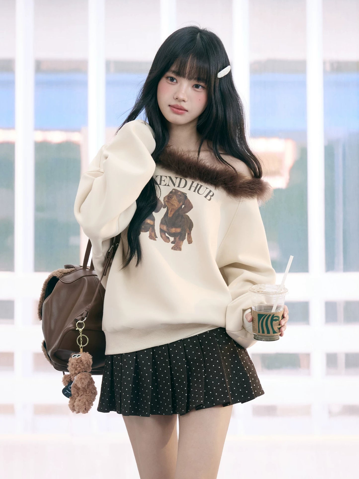"Cozy Departure" Apricot Off-Shoulder Sweatshirt