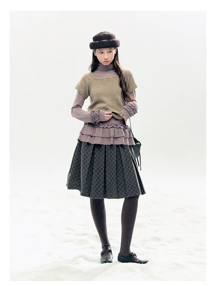 "Vintage Sonata" Khaki 3-Way Convertible Knit Top Set