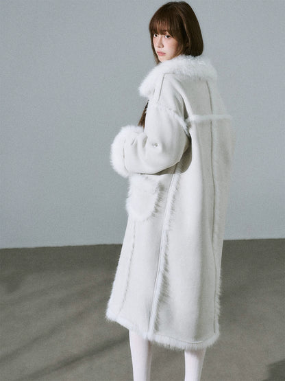 LOST FOREST - Silver Gray Faux Fur Long Coat