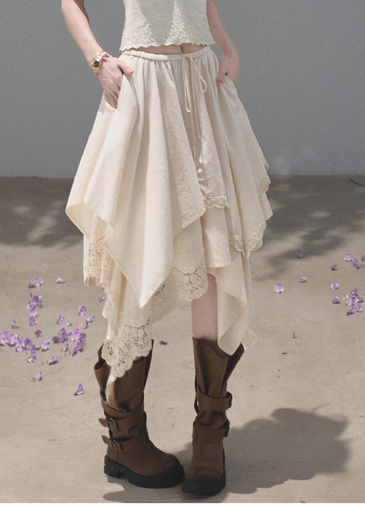 OAKMOO/ Distressed Slouchy Mid-Calf Combat Boots with Layered Straps