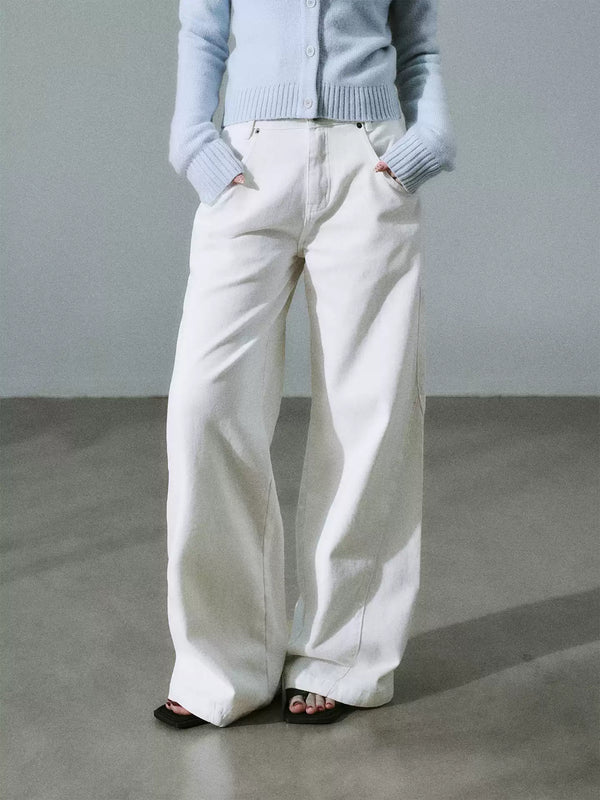 LOST FOREST - Cream White Everyday Wide-Leg Denim Jeans