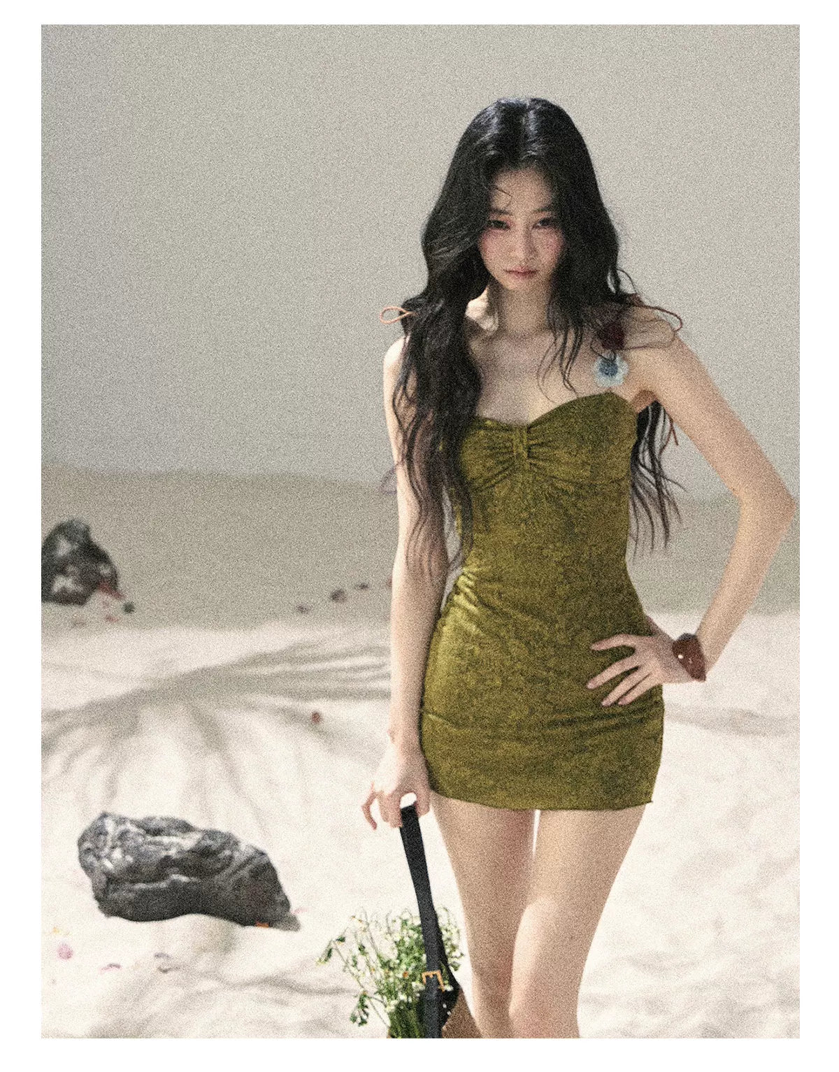 "Entwined Vines" Olive Mist Bodycon Dress & Cardigan Set 543648532