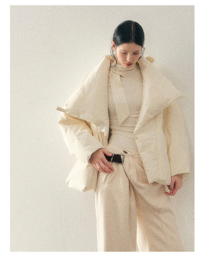 040126 "The Fluffiness of Snow" Down Jacket - Creamy Apricot White