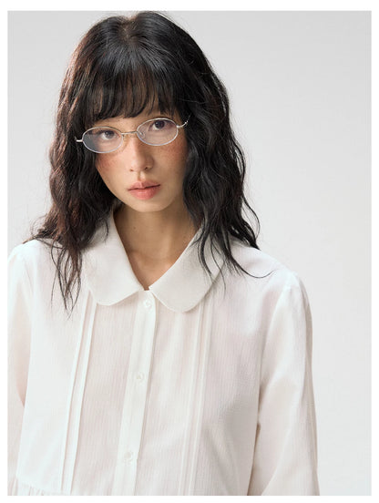 [CAN] "Misty Gardenia" White Lace Ruffle Doll Collar Blouse