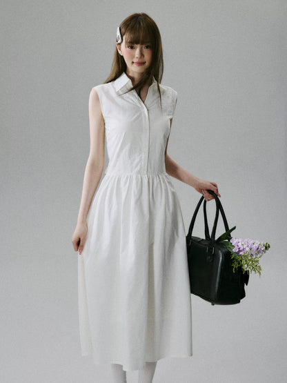 LOST FOREST - White Lyocell-Cotton Tie-Strap Pocket Maxi Dress