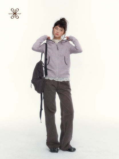 "A Season Called Autumn" Coffee Brown Vintage Washed Wide-Leg Utility Pants