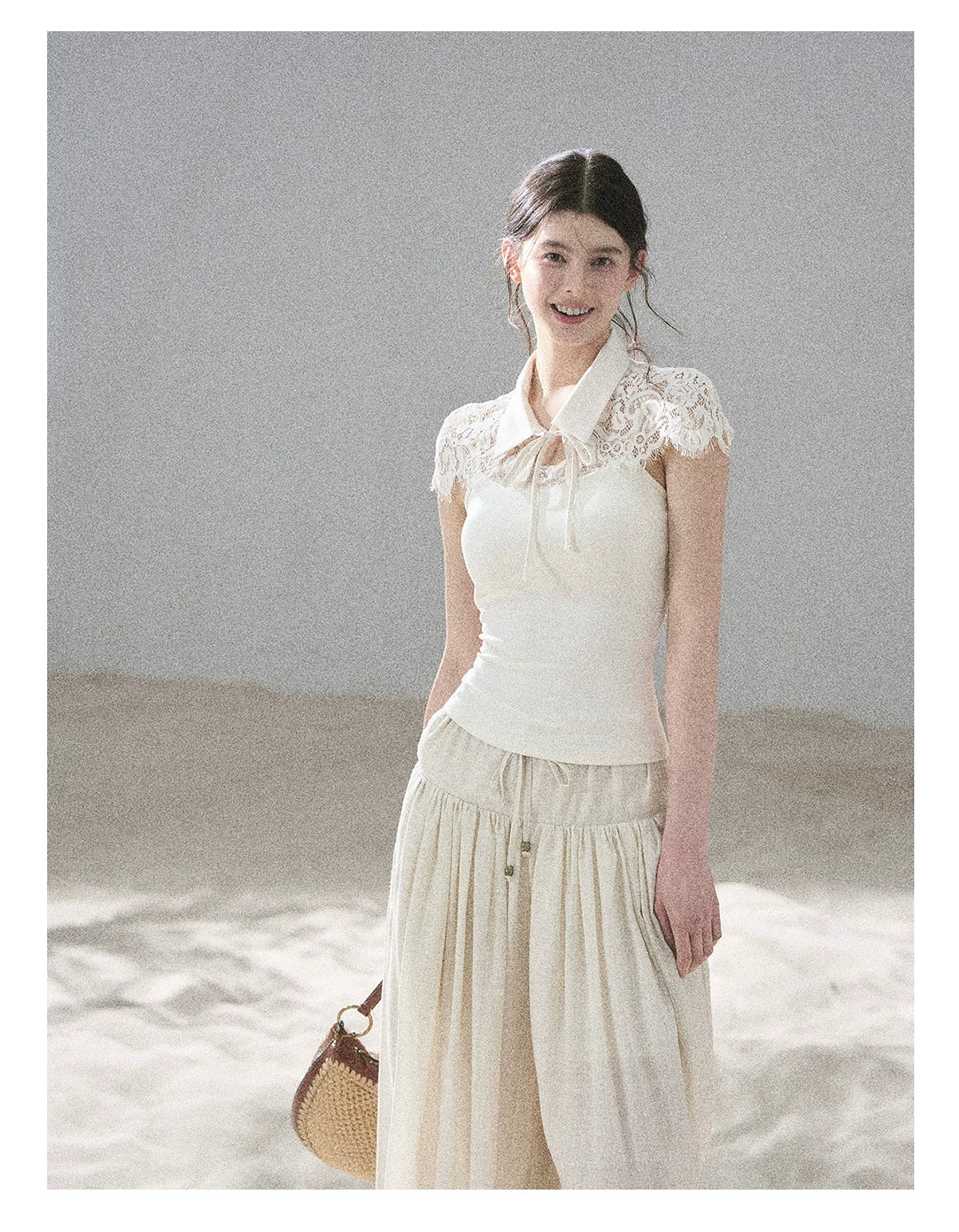 "Moonlit Rose Sonata" Cream Ivory Cami Top & Cape Set