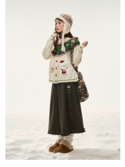 BIBIBENCY - Ivory Fair Isle Knit Cardigan