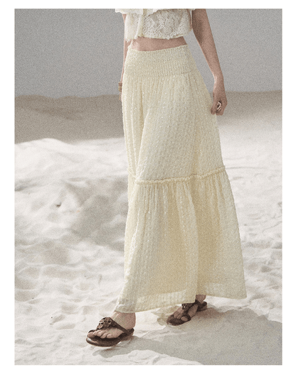 "Whispering Wheat Fields" Sage Mist Lace Maxi Skirt