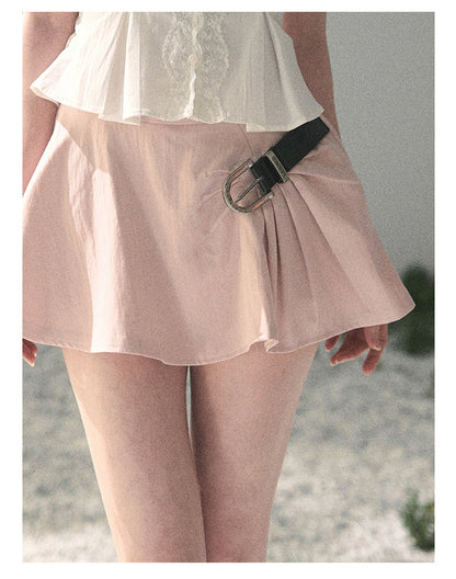 “Corridor Chimes” Soft Pink A-Line Puff Mini Skirt