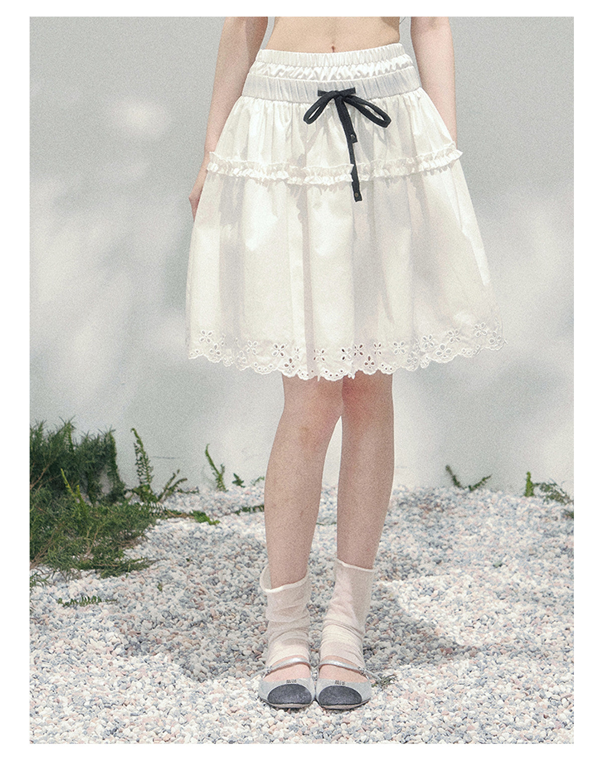 少也眼 "Spring Meadow Skirt" Soft White French Skirt 75683845