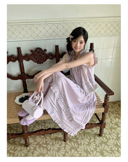 “Taro Polka Reverie” Lavender Polka Dot Skirt Set