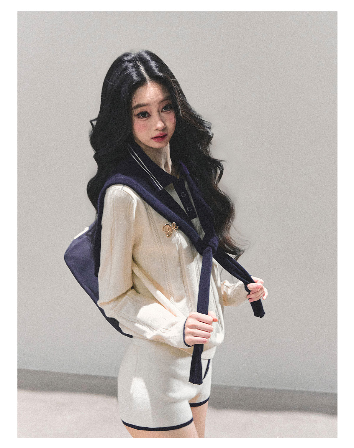 少也眼 “Monologue in the Morning Mist” Gentle Knit Two-Piece Set 64151