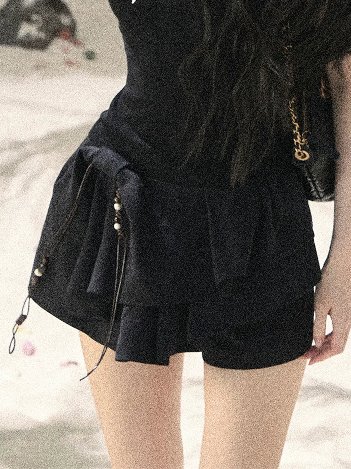 "Layered Petals in Motion" Black Iris Ruffle Skort 5324853
