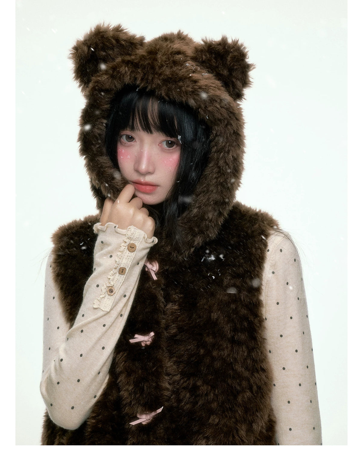 BIBIBENCY - Beige Polka Dot Knit Pullover
