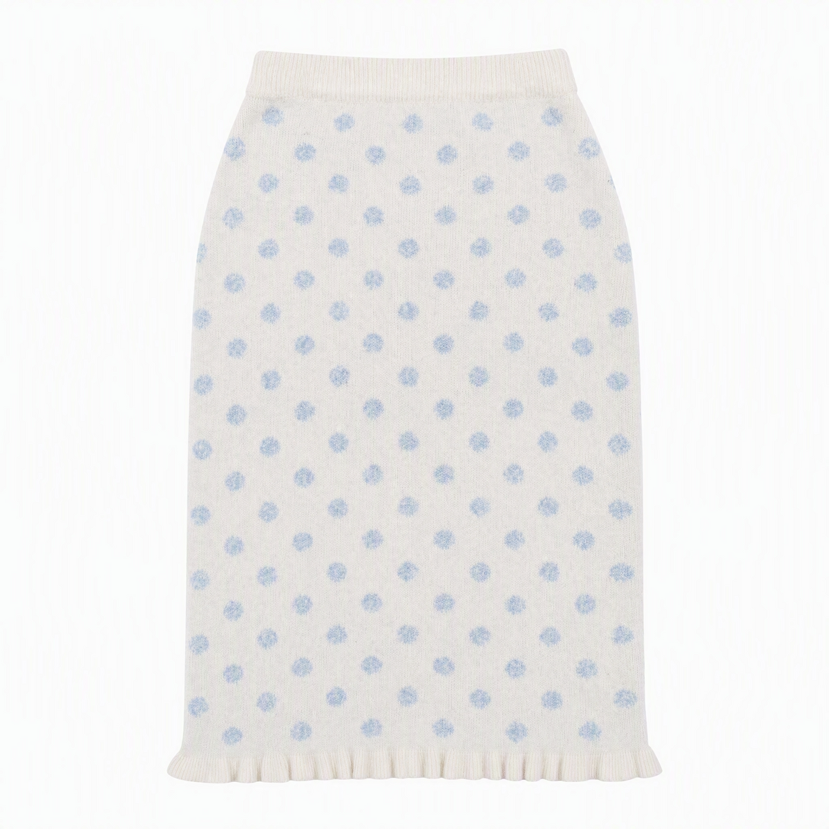 [RF] Ice Blue Polka Dot Knit Cardigan & Midi Skirt Set