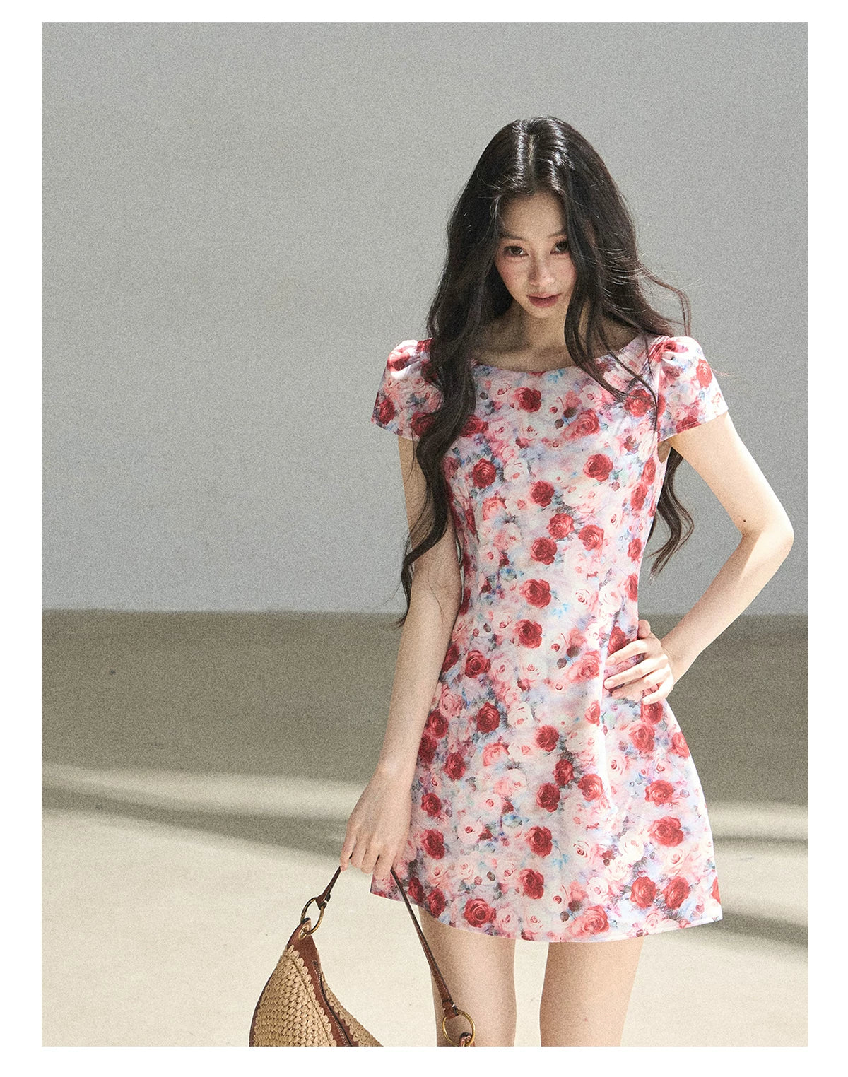 "Half a Rose" Dried Rose Fit & Flare Mini Dress