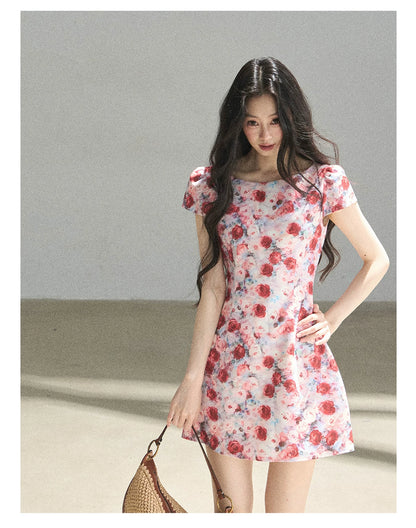 "Half a Rose" Dried Rose Fit & Flare Mini Dress