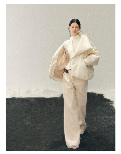 040126 "The Fluffiness of Snow" Down Jacket - Creamy Apricot White