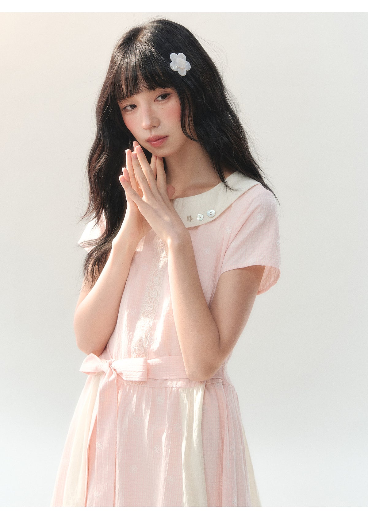 [CAN] "Sakura Mist Blossom" Pink Floral Doll Collar Dress