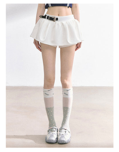 少也眼 "Annie Academy" A-Line Puff Mini Skirt - White