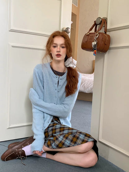 Caramel Brown Plaid Maxi Skirt