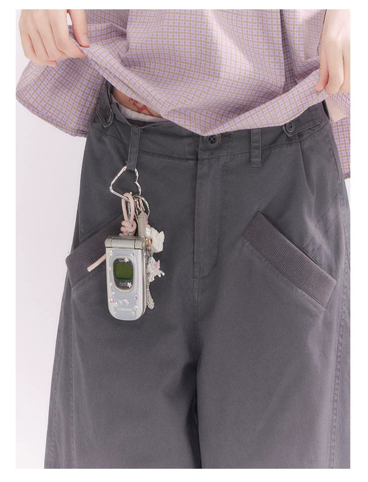 “Pear Shape Genius” Dusty Mauve Washed Cotton Cargo Pants