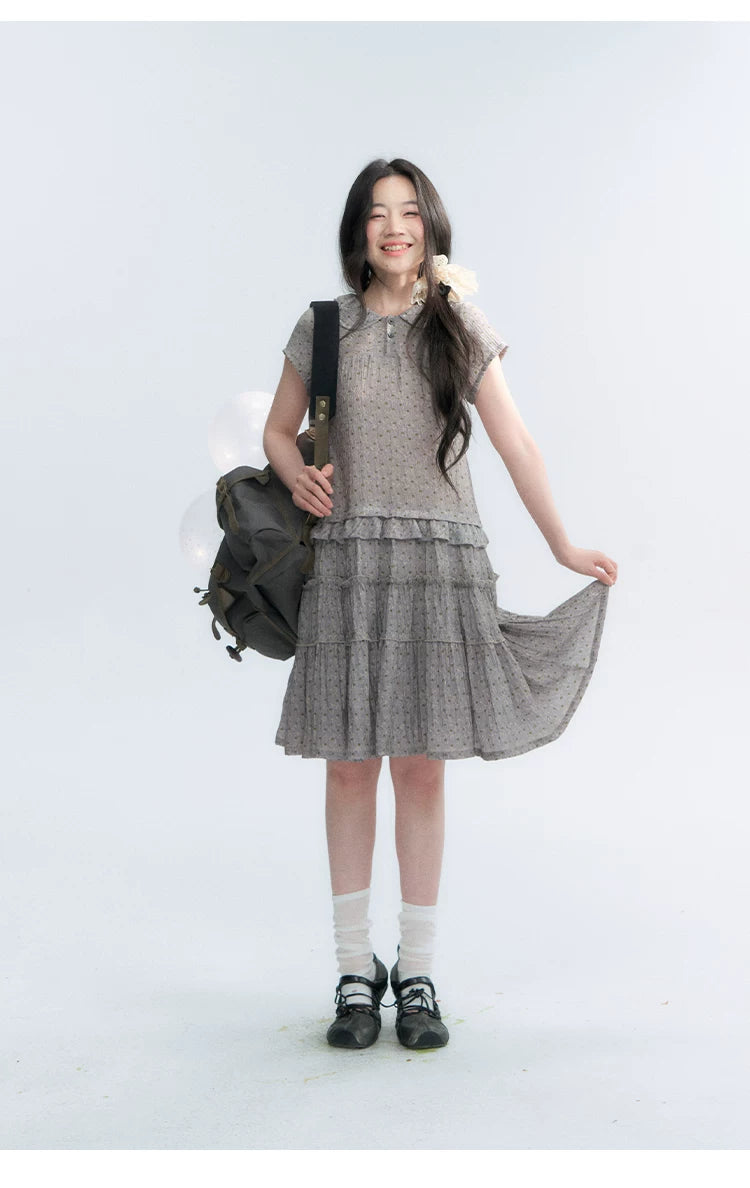 "Weekend Diary" Ruffle Tiered Polo Midi Dress
