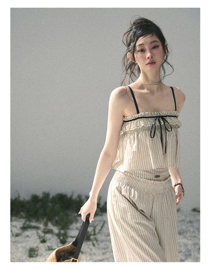 “Midsummer Woven Daydream” Dutch Cream Stripe Two-Piece Set