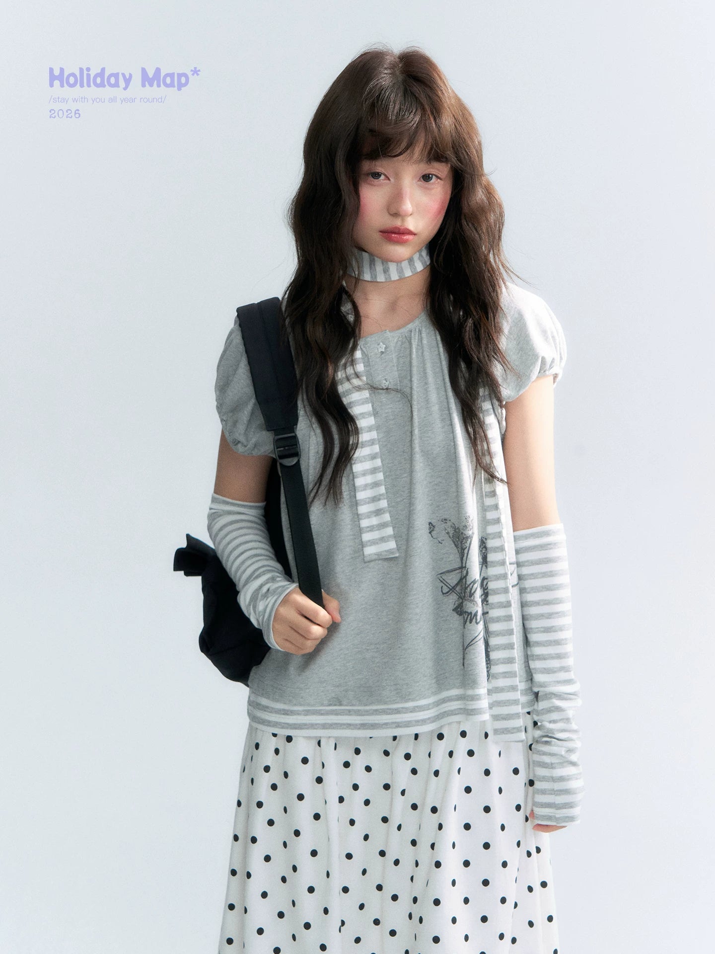 "Starlit Sketch" Heather Gray Graphic Knit T-Shirt