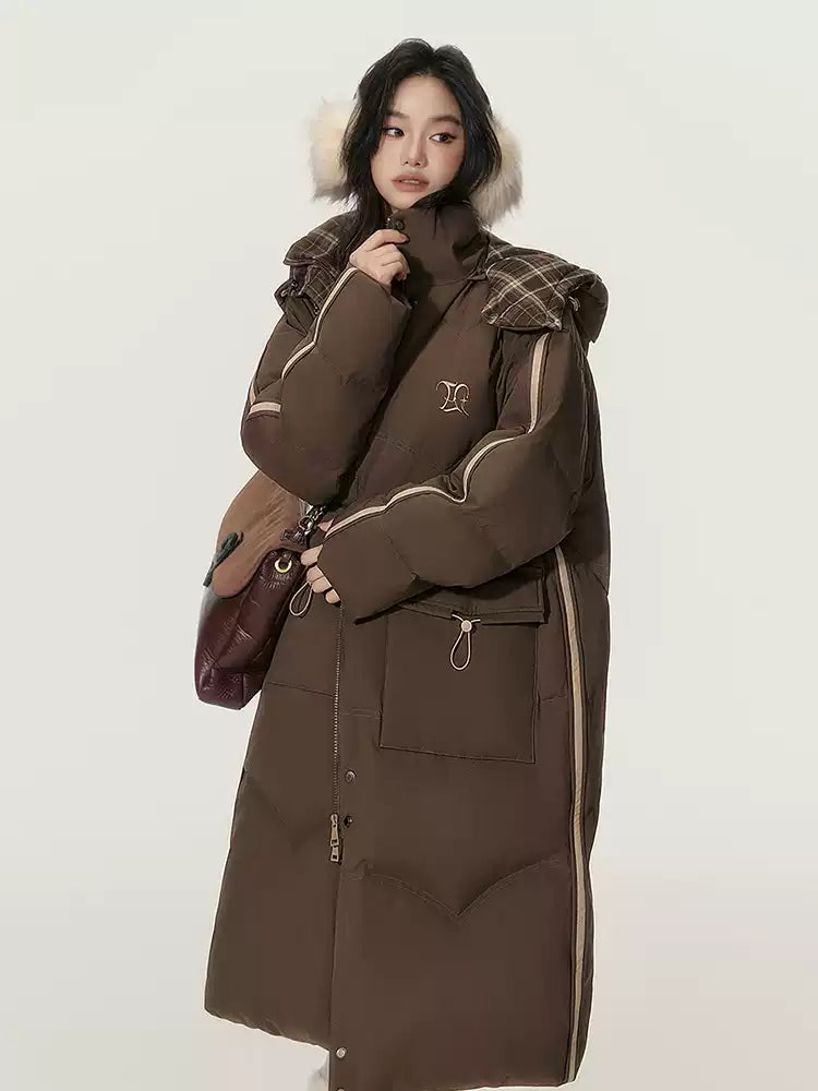 EPTISON - Brown 90% White Duck Down Long Puffer Coat