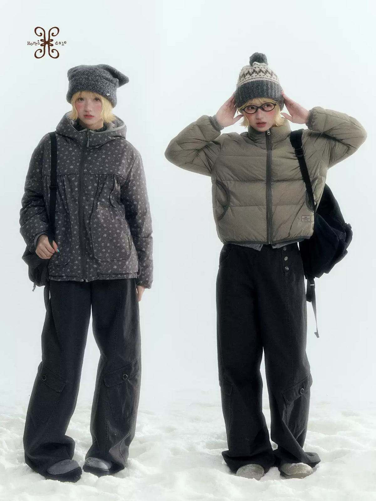 Horridale - Charcoal Gray Washed Cargo Barrel Leg Pants