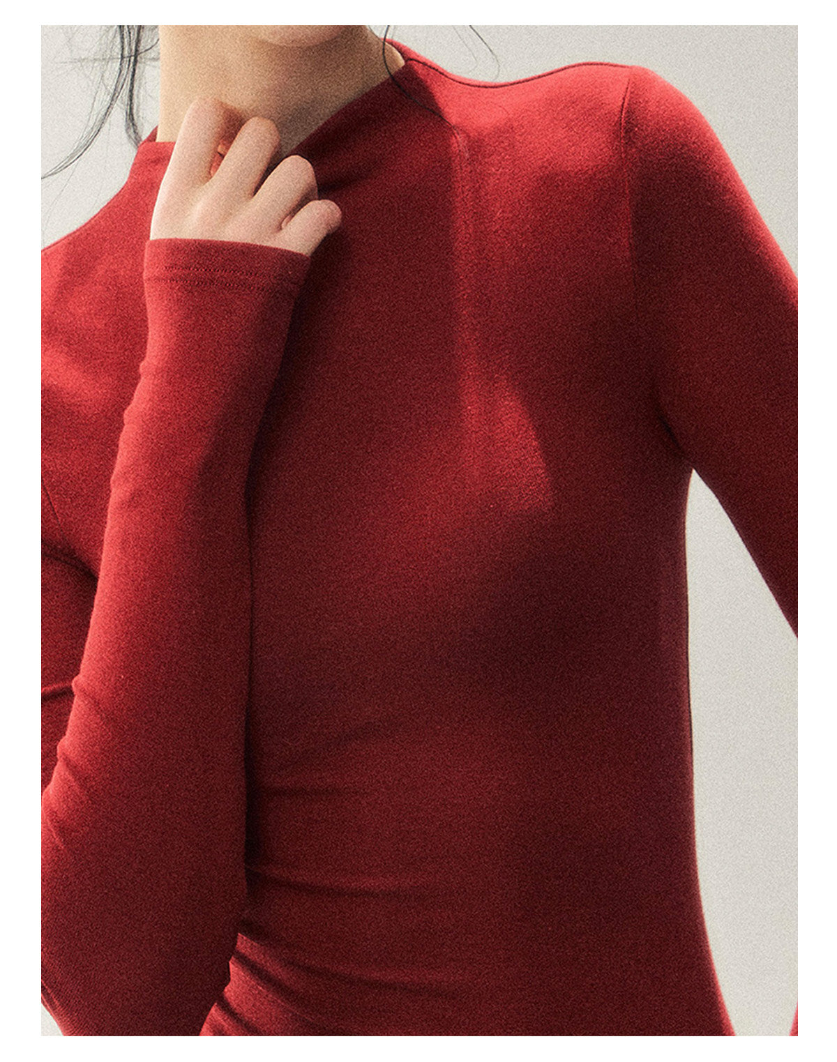 181225 "Late Autumn Ginkgo" Burgundy High-Neck Knit Cape Set