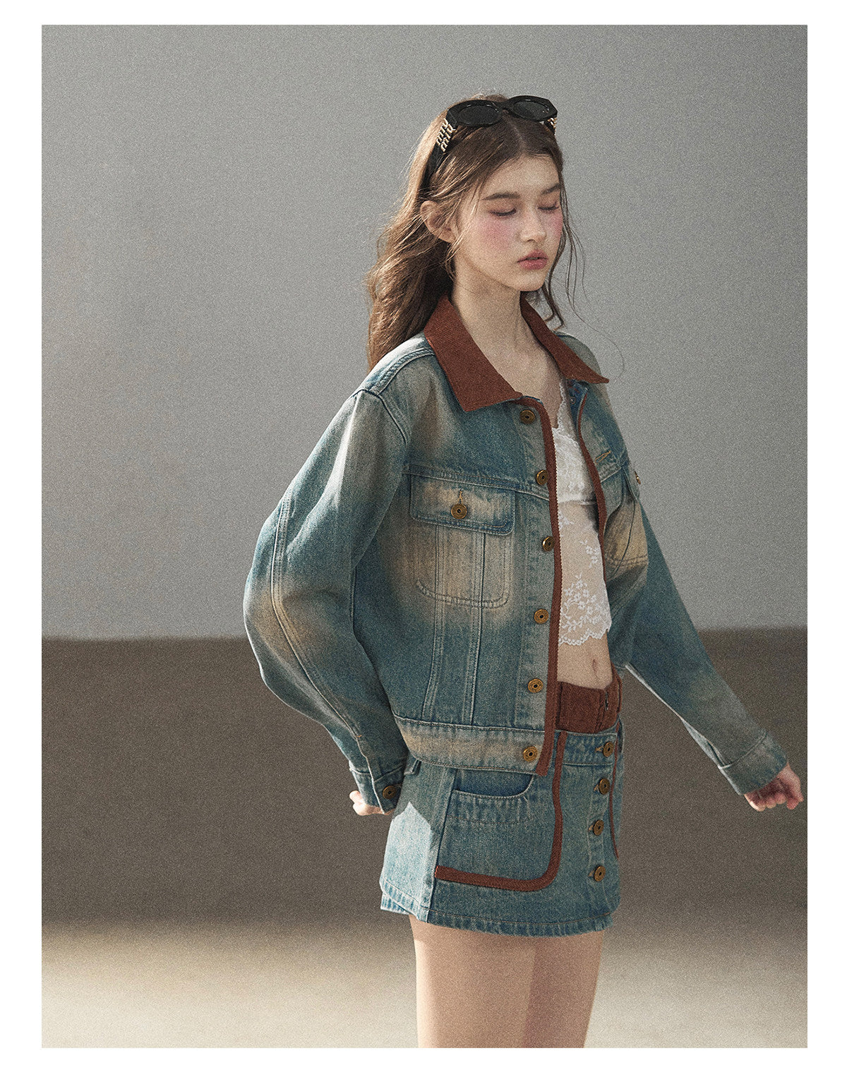 170726 "Closer to the Sun" Vintage Blue Denim Jacket & Skort Set