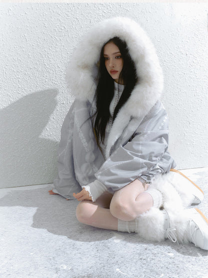 SALTHé盐茶 - Hokkaido Reversible Plush Hooded Jacket ST24D0918C