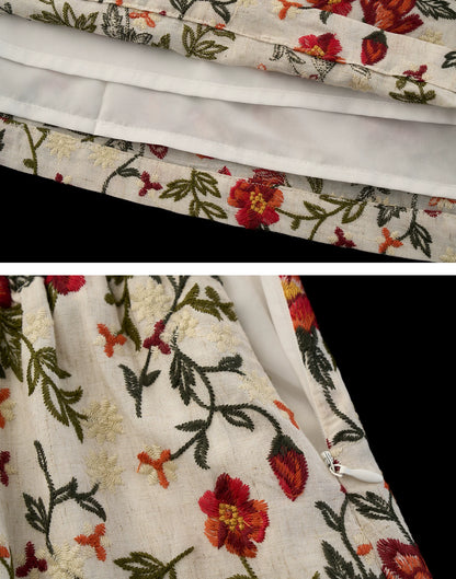 "Vintage Garden Mood" Embroidered Cami & A-line Skirt Set WE973