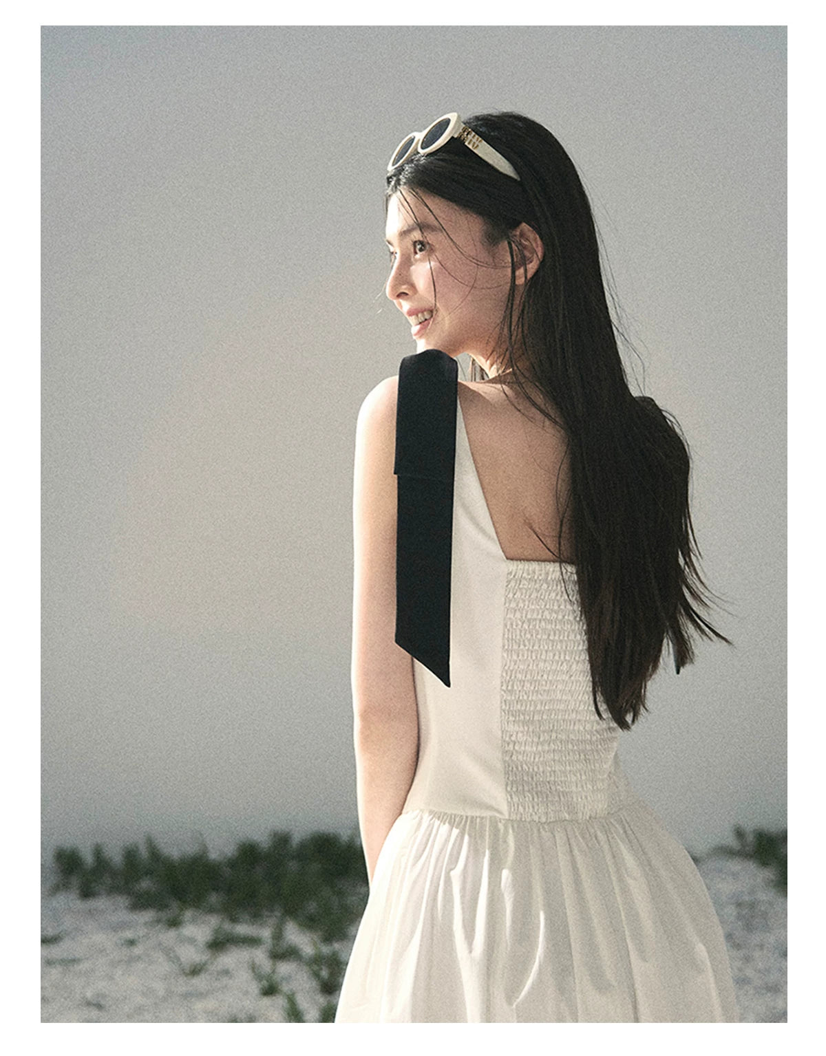 "Whispered Spring Midnight" Gardenia White Maxi Sundress 84545