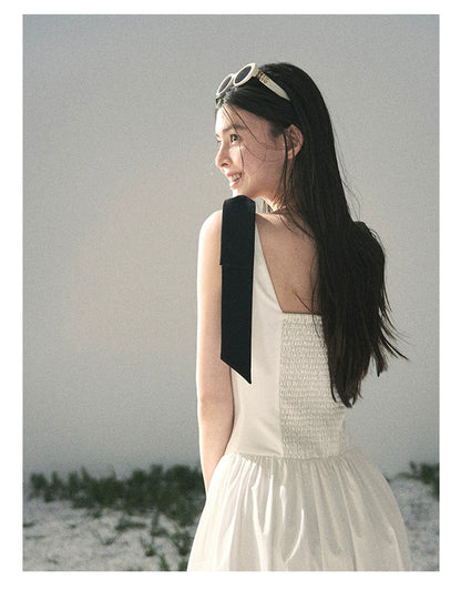 "Whispered Spring Midnight" Gardenia White Maxi Sundress 84545
