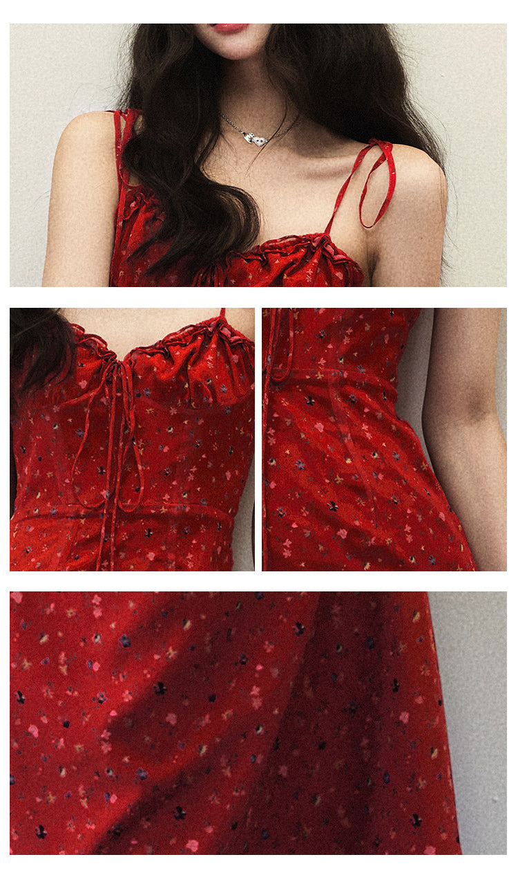1P - “Flower” Rouge Whisper Chiffon Maxi Dress
