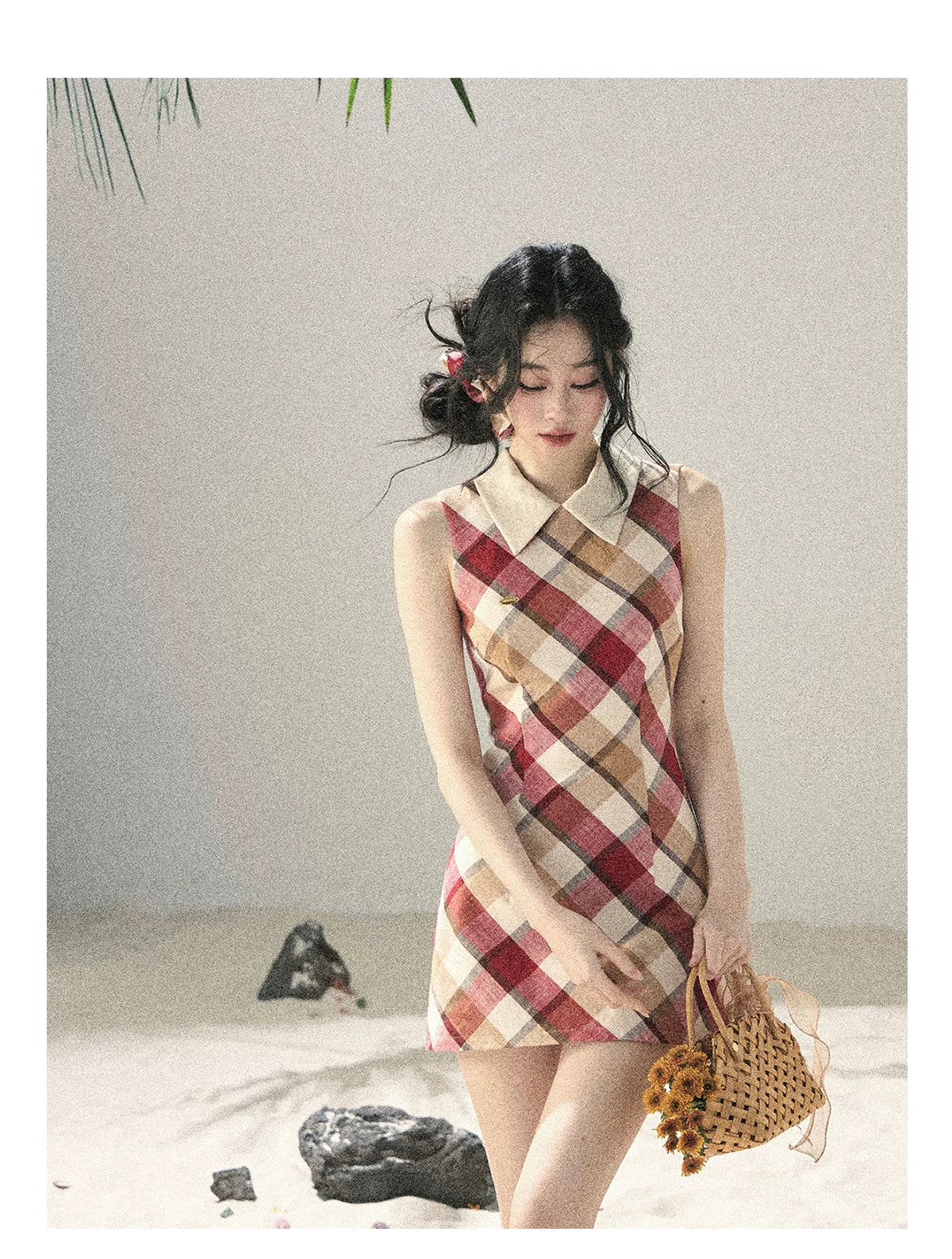 "Sunset by the Shore" Vintage Red Plaid Polo Mini Dress 358648564
