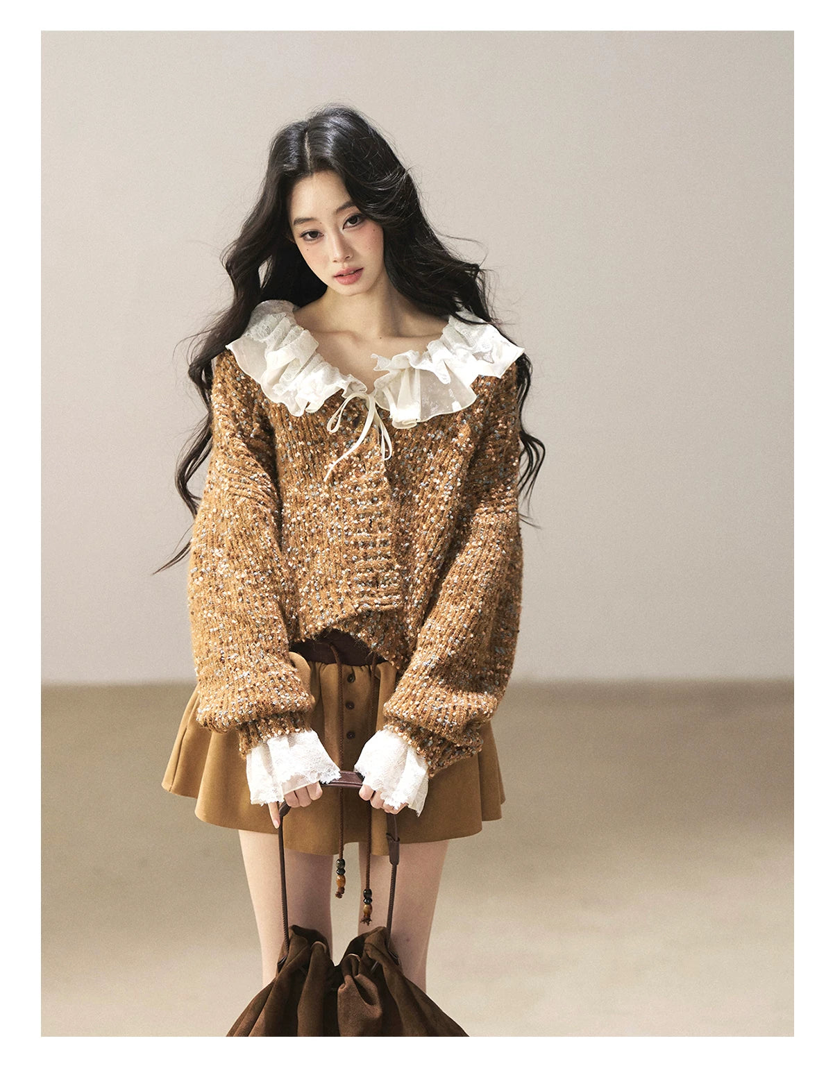 AOMALM - Toasted Pecan Marled Knit Cardigan