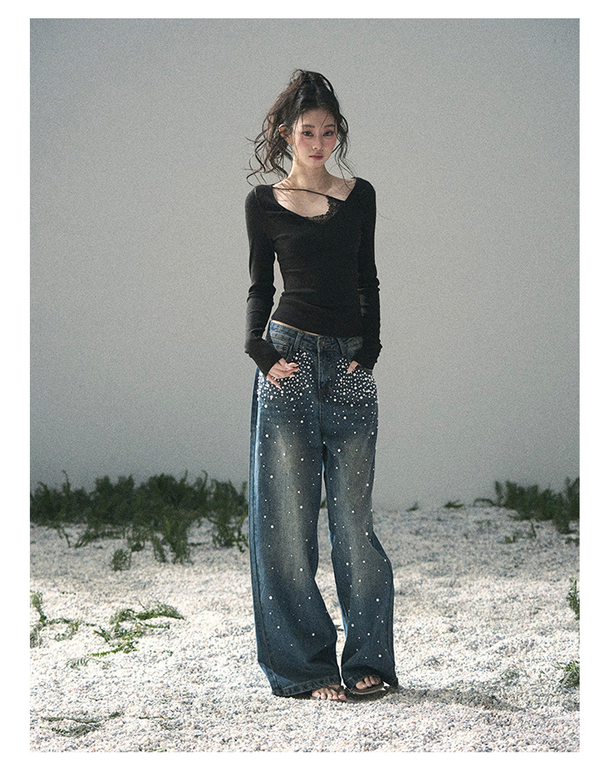 “Day & Night” Midnight Black Lace Knit Top