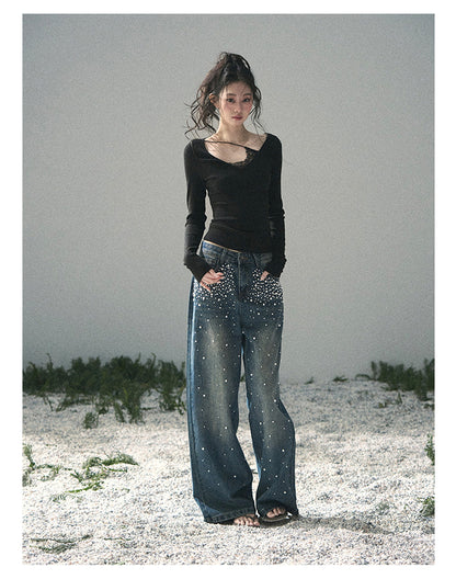 “Day & Night” Midnight Black Lace Knit Top